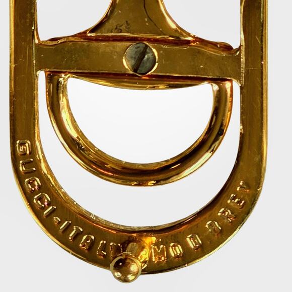 Vintage Gucci Stirrup Buckle Brown Leather Belt Gold Tone Small - Picture 2 of 16